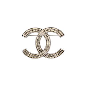 [엘러브] 새상품 샤넬 VIP 기프트 25A CC로고 브로치 샴페인골드/실버 5ET1693