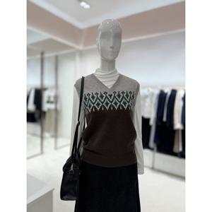 [숲]V넥 패턴 니트조끼  SBAVK3C1