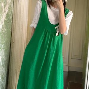 [다잇템][다잇템] 여자 휴양지룩 SS 잔주름 U넥 롱원피스_208746