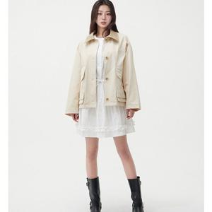 [랩]MARIOAR1WZ262 자수 면 레더카라 자켓