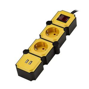 2구USB 테트리스 멀티탭(블랙+옐로우/1.5m/BKYE/유커먼)