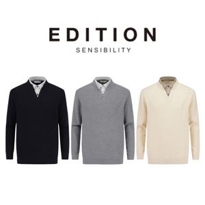 [에디션앤드지]25 FW 남자긴팔니트 셔츠 레이어드 겨울용 긴팔 니트 3종 1택 NEG1EV1601 DR4