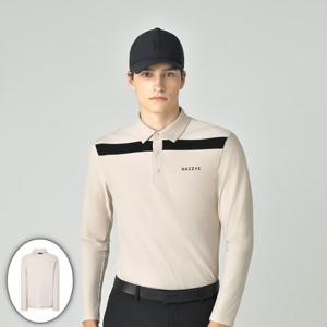 [헤지스골프] 남성 기모 긴팔 카라 티셔츠 베이지 (HUTS5D712I1)