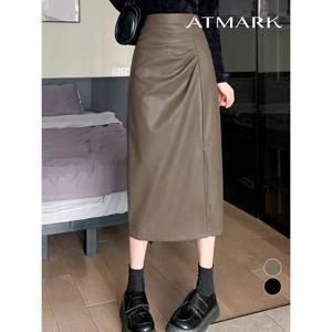 [앳마크]ATMARK 핀턱셔링옆트임레더스커트_AA56SK018G