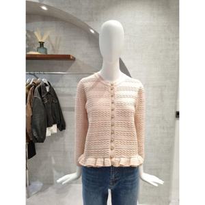 페이지플린  (F5CCA507) 라운드넥 프릴 패턴 금장 긴팔 가디건