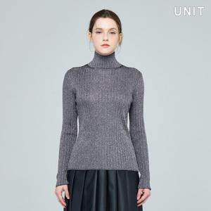 [유닛] 다크그레이 글리터 러플 소매 단델리온 터틀넥 풀오버 UFKKTN344N-88