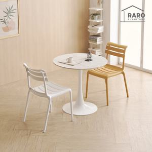 라로퍼니처 엘르 800 유광 원형 포세린 세라믹 식탁 세트 (식탁+의자2)