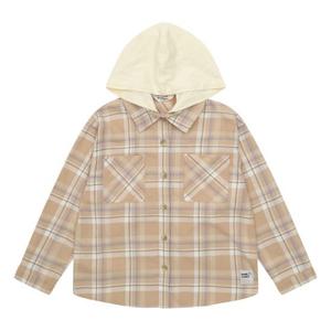 [에꼴리에]여아 후드 탈착 체크 패턴 셔츠 21D5382_BE