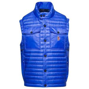 25 FW 몽클레어 그레노블 로고 패치 포켓 패디드 베스트 블루 1A00012595B1
