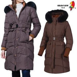 [마코] (여성)체크 패턴 퍼 후드 롱 구스다운 점퍼_MMW4DJ23