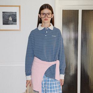 [바이탈싸인] 스트라이프 배색 카라 티셔츠 3colors_Blue [25MNFWTOP17BL]