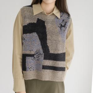 엄마옷 마담4060 도라배색니트조끼 모던베이직 여성 데일리 -ZVE2510009-