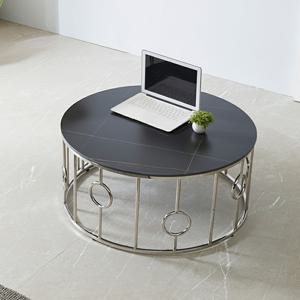 스코나 도마르 스텐 실버 원형 듀얼 포세린 세라믹 거실 소파 테이블 L