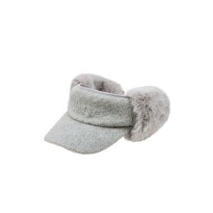 헤지스 골프 여성 25FW 그레이 여성 퍼 귀달이 썬바이저 HWHE5F702G1