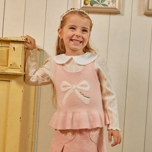 [치크(키즈)]리본 부클 포인트 뷔스띠에 조끼 CKVK24W3G