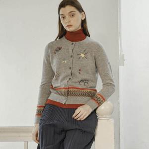 [요이츠]아트워크 자수 울 100% 가디건(2colors)_YJ10WNKCD30