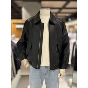 지오지아 블랙 페이크 레더 카라 블루종 재킷 ADG1JJ1102