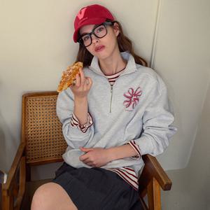 [바이탈싸인] [LINE] 핑크 클로버 아노락 기모 맨투맨 [24LNWTTOP06]