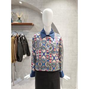 페이지플린  (F5CBL510) 데님 카라 배색 프린트 긴팔 셔츠