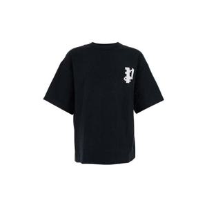 PURPLE BRAND Black Crewneck T Shirt with Logo on Front and Rear in Cotton Man M1057HJBP425