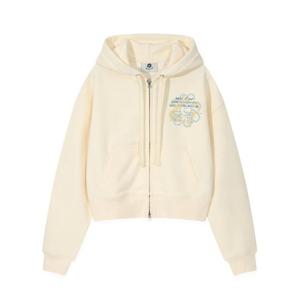 와키윌리후드집업 KQJ MG2403HZ61CM 우먼스 플로리 스프레이 그래픽 크롭 후드집업 크림