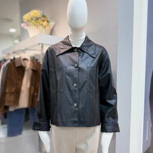 [더틸버리]빅칼라 페이크 레더 재킷MTRAM3FS52W_DG