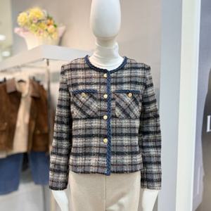 [더틸버리]멀티 체크 브레이드 트위드 재킷MTRAM0JK58W_DG