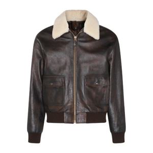 셀린느 시어링 칼라 가죽 지퍼 재킷 RV0QH860V 19CM