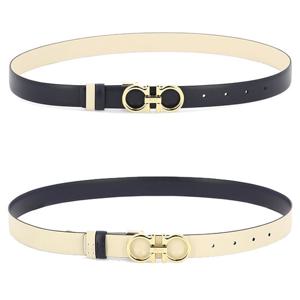 25 FW 페라가모 카프스킨 블랙 베이지 리버시블 간치니 벨트 0764048