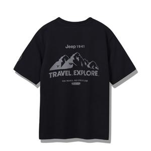 지프 등판 산프린트 남녀공용 반팔티 JQ8TSU105BK