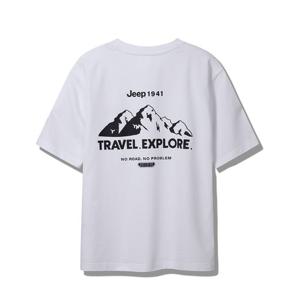 지프 등판 산프린트 남녀공용 반팔티 JQ8TSU105WH