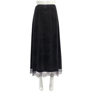 [페이지플린]안 밴딩 밑단 레이스 벨벳 롱 스커트 F5CSK508