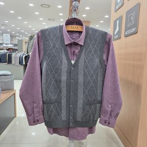 [엘르옴므]V넥 아가일 오픈조끼/TBEFR-65343_IC