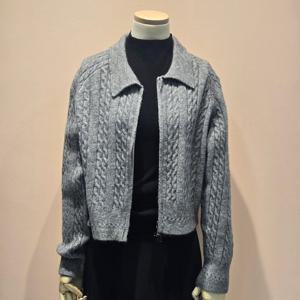 [페이지플린]크롭 카라넥 꽈배기 패턴 집업 가디건 LF4CCA503M