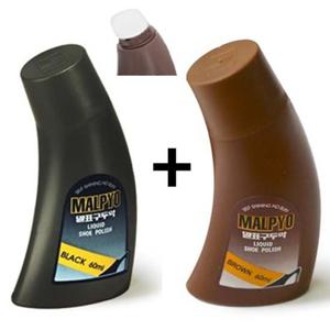 말표 손잡이 스펀지액체구두약 블랙 브라운 세트 구두광택 가죽광택 광택제