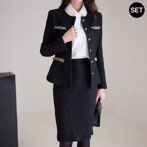 [모리스커밍홈] [55-77]프린지 프린세스라인 스커트 셋업_M2511SE067C