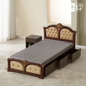 노송가구 이브 엔틱 서랍형 어싱그레이 황토볼 흙침대 싱글(S)