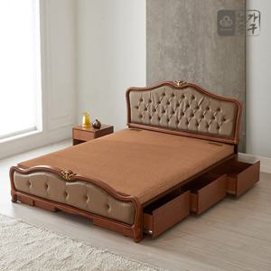 노송가구 월랑 엔틱 서랍형 헤링본 황토볼 흙침대 퀸(Q)