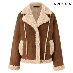[탱커스]양털 카라 배색 무스탕 긴팔 자켓 (TX4JK004L0)