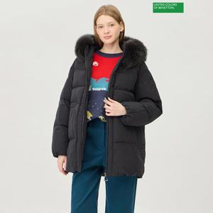 베네통 페이지 폭스퍼 중기장 구스 패딩 BAPDA4561