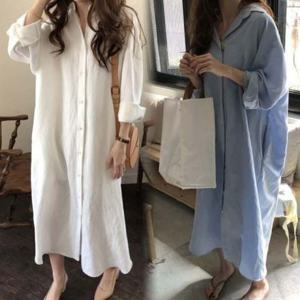 남방 모아 원피스 옆포켓 롱 500251 버튼원피스 남방