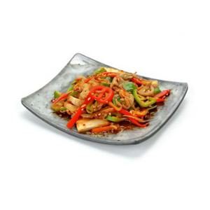 업소용 멜라민 플라워 줄직사각 접시 7호