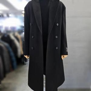 [바쏘]남자 블랙 울 캐시미어 오버핏 더블 코트 WSAFZ4CD18A