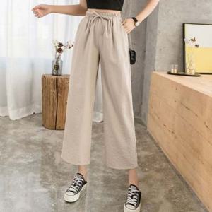여름 밴딩팬츠 여성 9부 밴딩바지 빅사이즈 린넨바지
