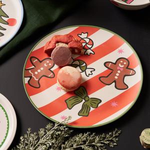 [모던하우스] 메리브라이트 크리스마스 뱀부파이버 큰 원형접시 D25