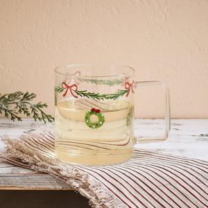 [모던하우스] 메리오너먼트 크리스마스 핸드메이드패치 유리머그 리스  450ML