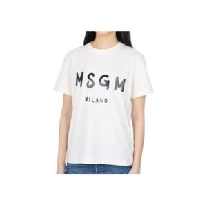 MSGM 2000MDM510 200002 02 브러시드 로고 여성 반팔티