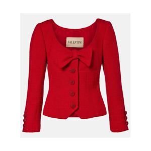 발렌티노 리본 디테일 크롭 울 블렌드 트위드 재킷 P01090174