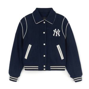 MLB자켓 PQJ 3FJPV1046-50NYS 여성 울 카라 크롭 바시티자켓