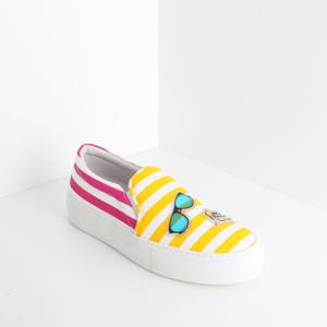 [클로딩캡슐] 여성 스트라이프 슬립온 옐로우핑크 10078DST